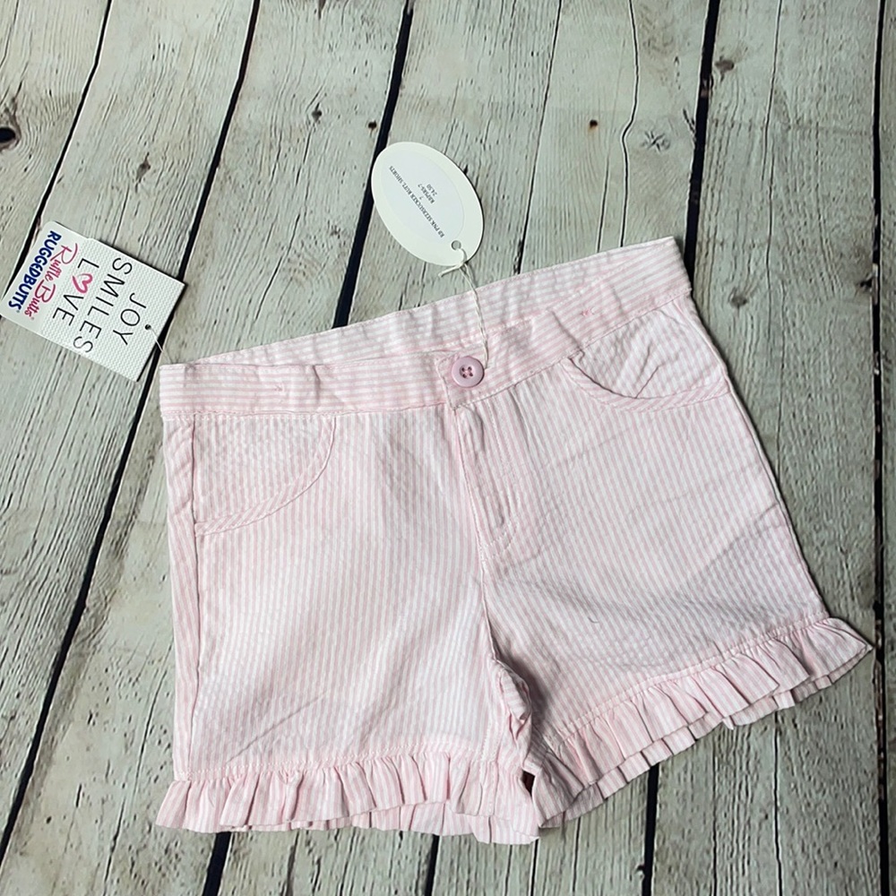 Ruffle Butt Seersucker pink ruffle shorts